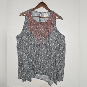 Knox Rose Red & Black Sleeveless Blouse Women's Size XXL